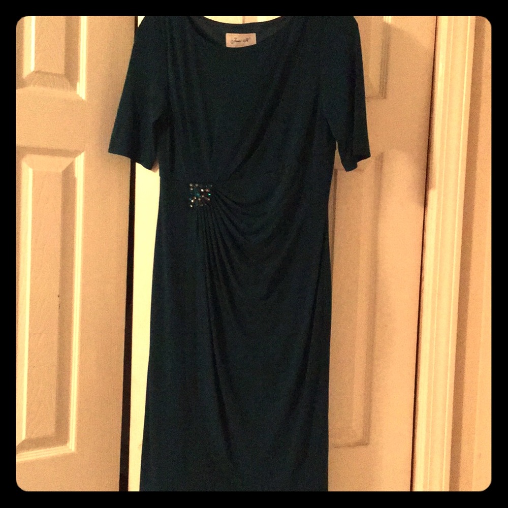 Jessica H - emerald dress with jeweled detail